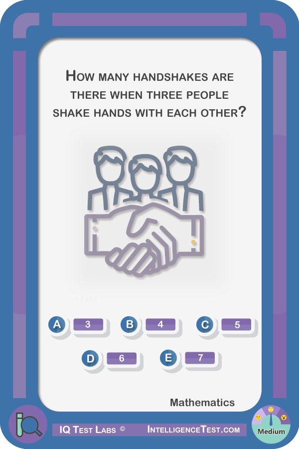 How many handshakes are there when 3 people shake hands with each other?