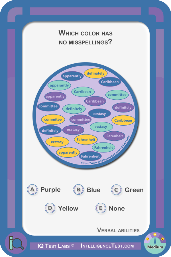 Which color has no misspellings at all?