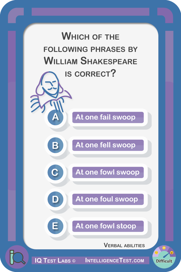 Which of the following phrases by William Shakespeare is correct?